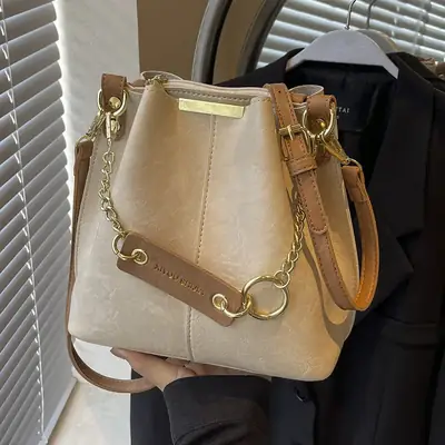 Korean Style Bucket Bag Women's Tan 2024