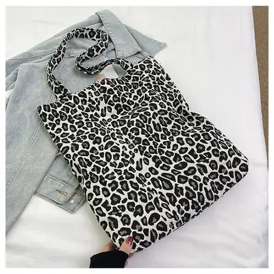 Leopard Print Canvas Shoulder Bag 2024 New Style