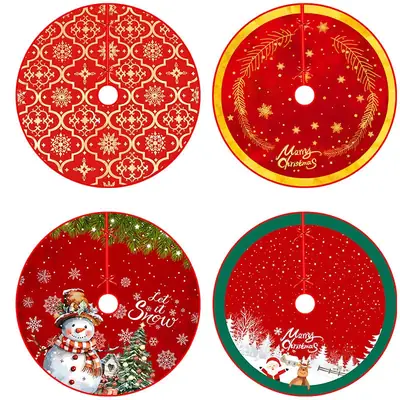New Cross-Country Christmas Tree Skirts with Cartoon Print