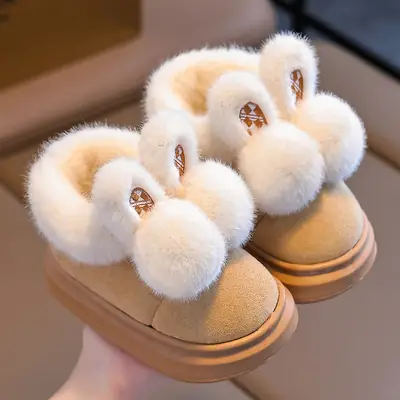 2025 New Children's Cotton Shoes Winter Girls' Indoor and Outdoor Thickened Warm Cotton Slippers for Older Children and Toddlers Girls