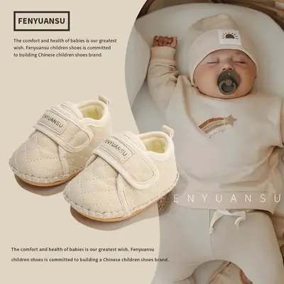 Autumn and Winter New Baby Cotton Shoes 6-12 Months Male Baby Shoes Female Baby fleece-lined Toddler Shoes Winter Soft Sole