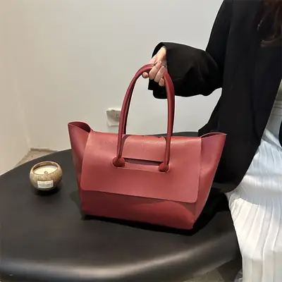 Black Leather Shoulder Bag Women 2024 New
