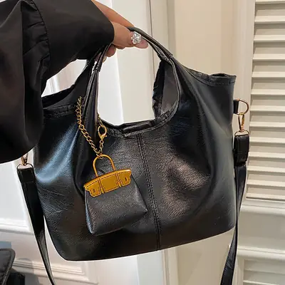 Women's Retro Leather Bucket Bag Brown 2024