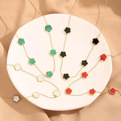 Women's Five-leaf Flower Titanium Steel Necklace Light Luxury