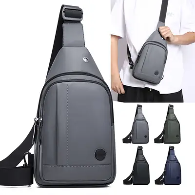 Men's Waterproof Nylon Chest Bag Large Capacity Multi-layer Crossbody