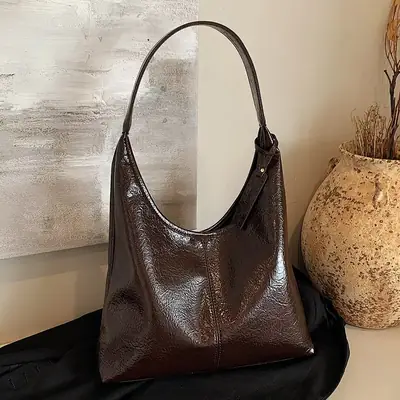 Black Leather Shoulder Bag for Women 2024