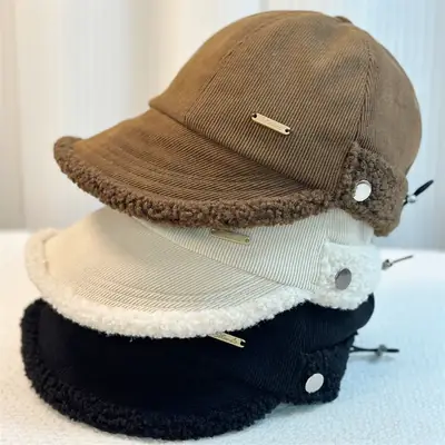 2024 Winter Wool Cap Adjustable Brown Cold Proof