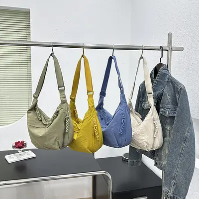 Casual Textured Shoulder Messenger Bag Beige 2024