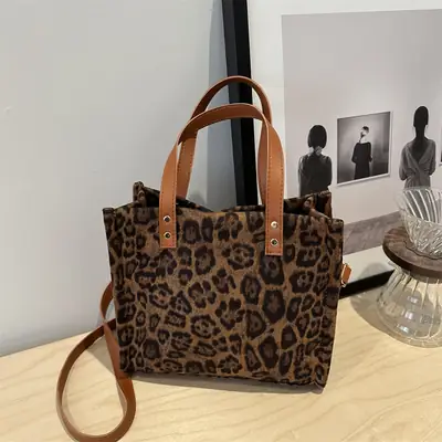 2024 Leopard Print Western Shoulder Bag Large Capacity