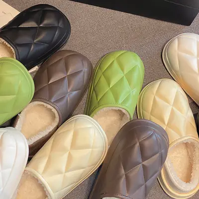 Women's Waterproof Winter Bag Heel Slippers Black