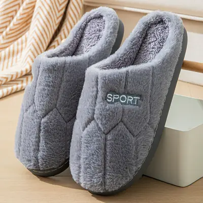 Cotton Slippers for Men and Women at Home, Warm and Non-Slip Confinement Shoes, Thick-Soled Plush Slippers, Autumn and Winter Couples Home Indoor Cotton Slippers