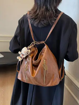 Women's Large Capacity Shoulder Tote Bag Brown New Autumn Winter