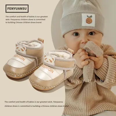 Autumn and Winter Baby Warm Shoes Thickened fleece-lined Baby Cotton Shoes Winter Snow Boots Soft Sole Toddler Shoes for Newborn
