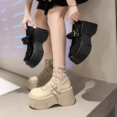 White High-Heel Leather Mary Jane Shoes Autumn