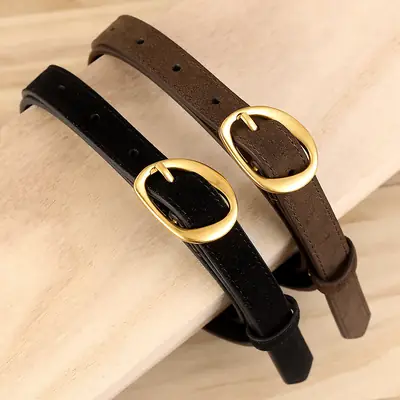 2024 Anti-Velvet Cowhide Belt for Women Burgundy