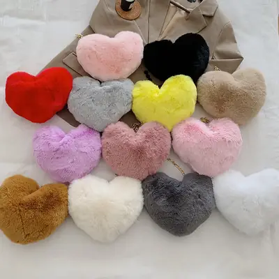 Plush Heart Crossbody Bag for Women Winter New Fashion
