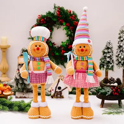 Christmas Gingerbread Doll with Hat and Scarf