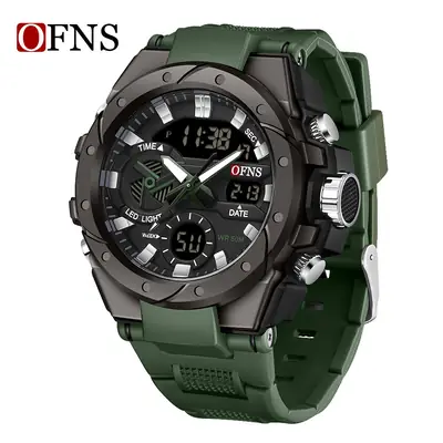 O'FNS Multifunctional Sports Watch for Men Black White Green