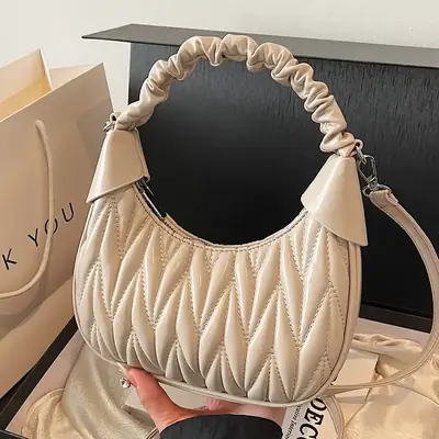2024 New Pleated Shoulder Crossbody Bag Cream