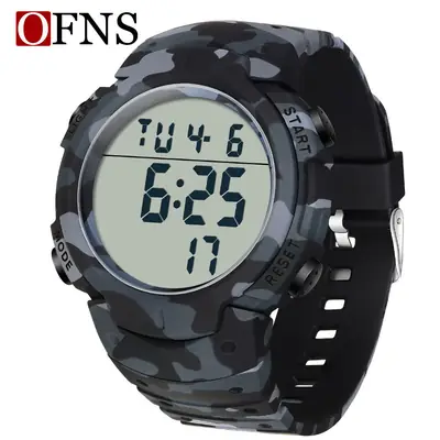 Men's Camouflage Digital Watch 6:19 Display