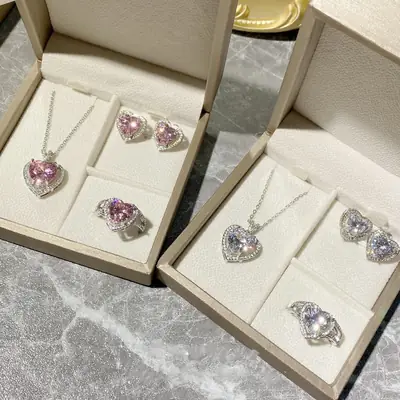 Gold Plated Heart Necklace with Zircon Accents for Women