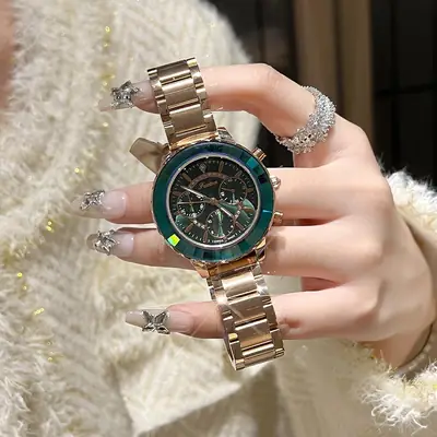 Luxury Refraction Mirror Watch for Women with Gold Plated Band