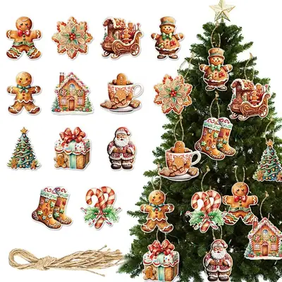 Gingerbread Man Christmas Ornament Set 4 Pieces