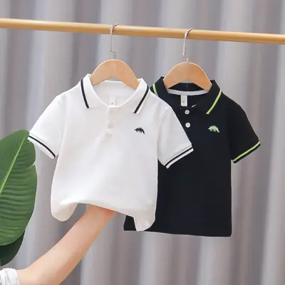 Boys Cotton Polo Shirt White Navy Summer 3