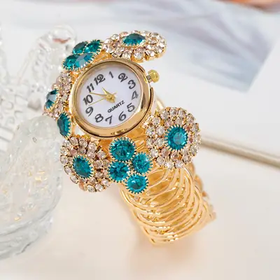 Korean Full Diamond Alloy Wristwatch for Women