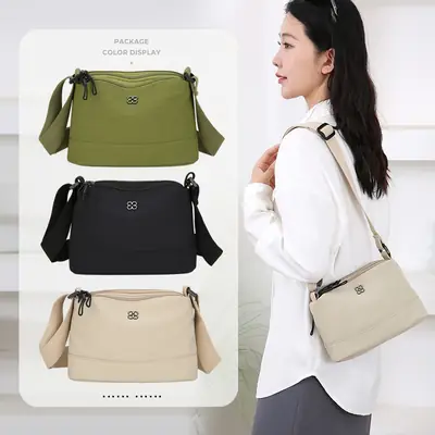 Women's Waterproof Crossbody Bag Black Nylon 2024