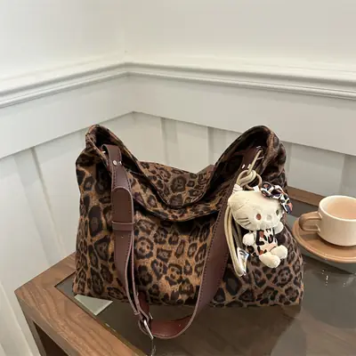 Leopard Print Shoulder Crossbody Bag for Women Large Capacity