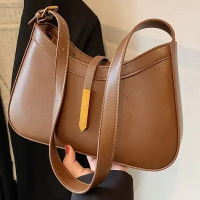 Women's Brown Leather Shoulder Bag 2024 New Fashion