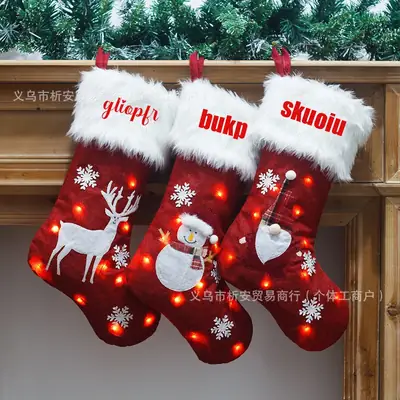 Personalized Christmas Socks with Glowing Embroidery