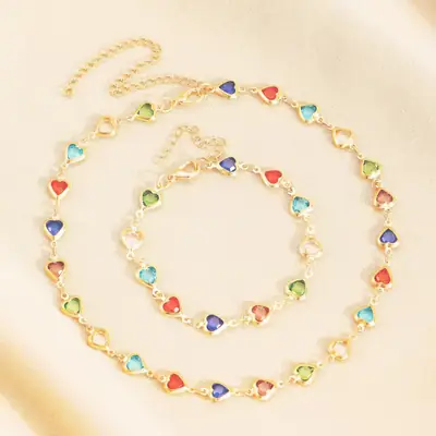 Heart Shaped Zircon Bracelet Necklace for Women