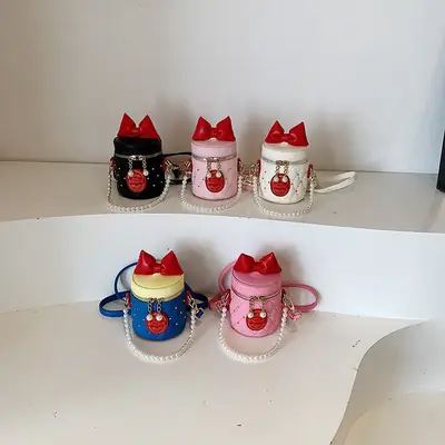 Korean Style Girls Pearl Chain Bow Bag