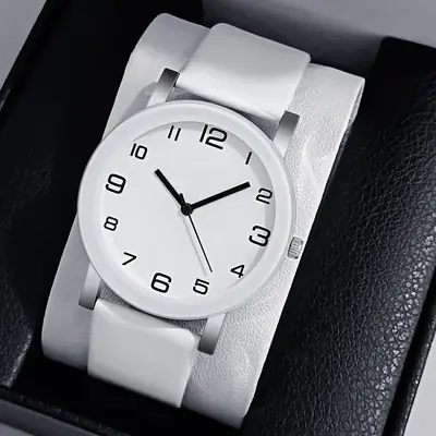 White Quartz Watch for Men Casual Style