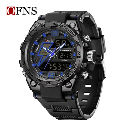 OFNS Black Multi-Function Waterproof Watch for Men