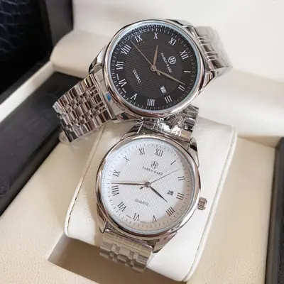 Men's Silver Quartz Watch with Stainless Steel Band