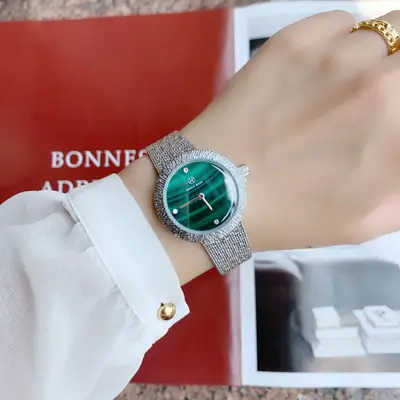 Emerald Dial Ladies Watch with Diamond Band