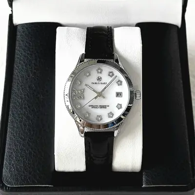 PABLO RAEZ Diamond Watch for Women Black Leather