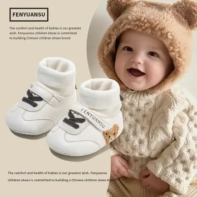 Winter Baby Cotton Shoes Newborn 0-6 Months Baby Shoes Warm Shoes Autumn and Winter Socks Shoes Thickened Children fleece-lined Shoes 1