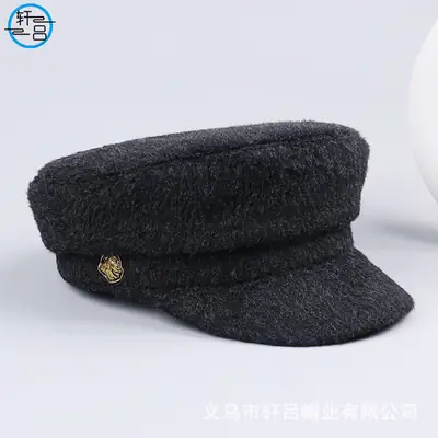 Women Woolen Navy Peaked Cap Autumn Winter 25cm