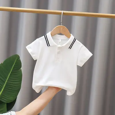 Children's Grey Polo T-Shirt Short Sleeve Summer Wear