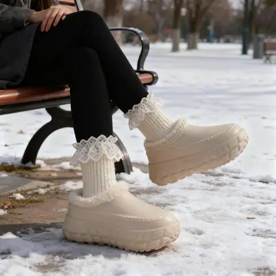Women Fleece Lined Cotton Slippers Winter Warm Non-Slip