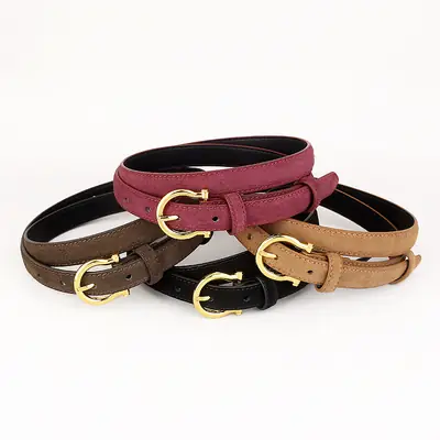Women Suede Belt with Gold Buckle 3 Colors