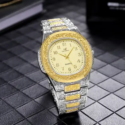 Men's Square Dial Butterfly Steel Band Quartz Watch