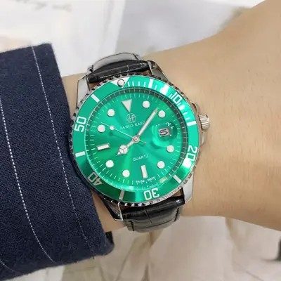Men's Green Dial Waterproof Quartz Watch