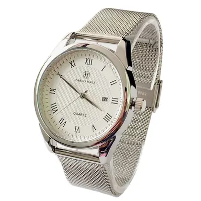 Men's Quartz Watch with Steel Woven Mesh Strap