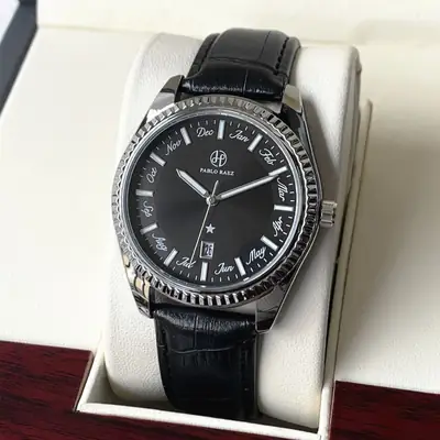 Men's Quartz Watch Brown Leather Band with Luminous Dial