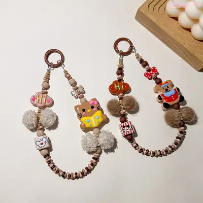 Cartoon Bear Plush Chain Phone Case Lanyard for Women